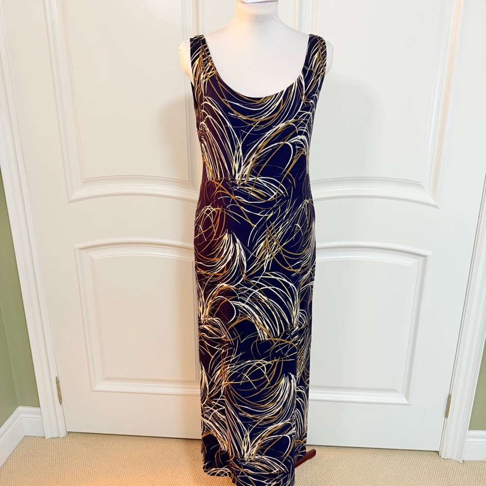 Vintage silk crepe georgette Peter Nygard Maxi Column Dress size M Purpl…